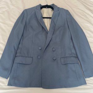 Express Blue Double Breasted Boyfriend Blazer